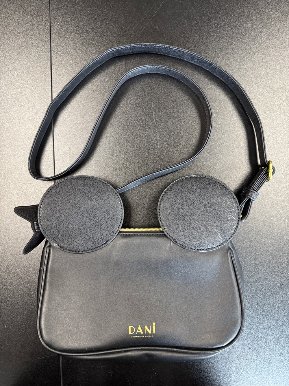 Danielle‎ Nicole Black Crossbody Bag with Round Flap Accents